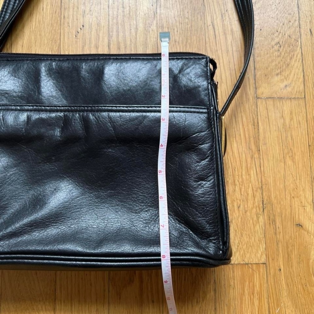 Black Leather Crossbody Bag with Adjustable Strap - Picture 5 of 6